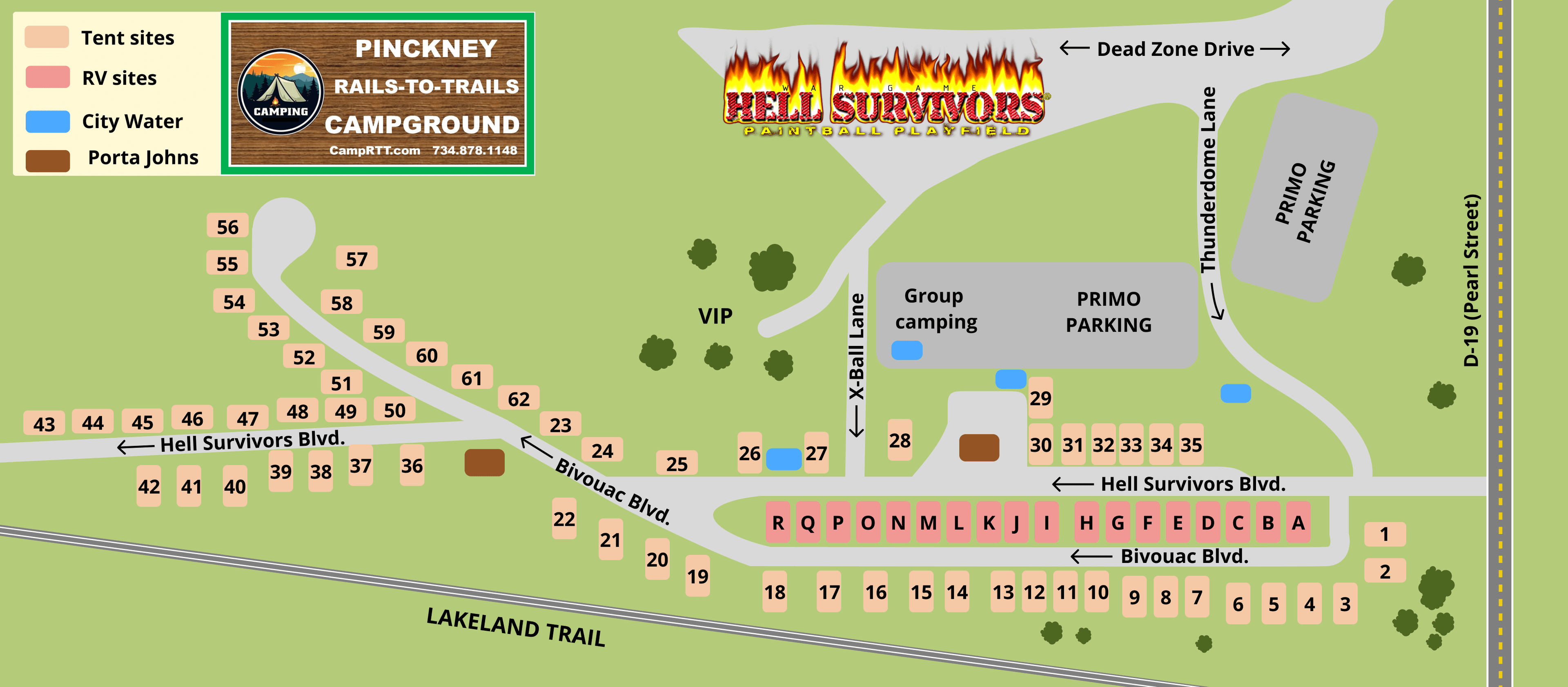 Pinckney 'Rails-to-Trails' Campground, 555 Pearl St. Pinckney, MI 